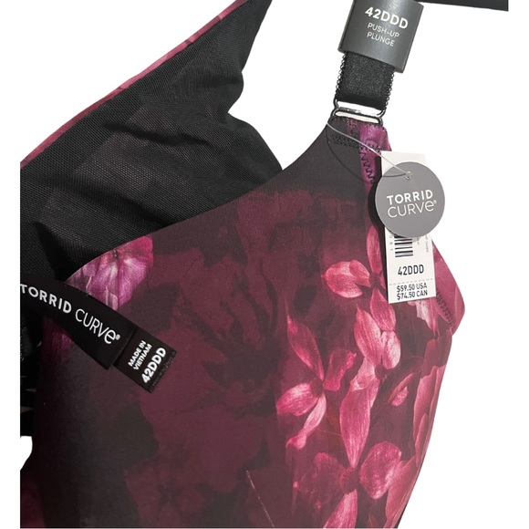 Torrid Curve 42DDD Push Up 360 Back Smoothing Purple Floral Bra NWT - Picture 3 of 3